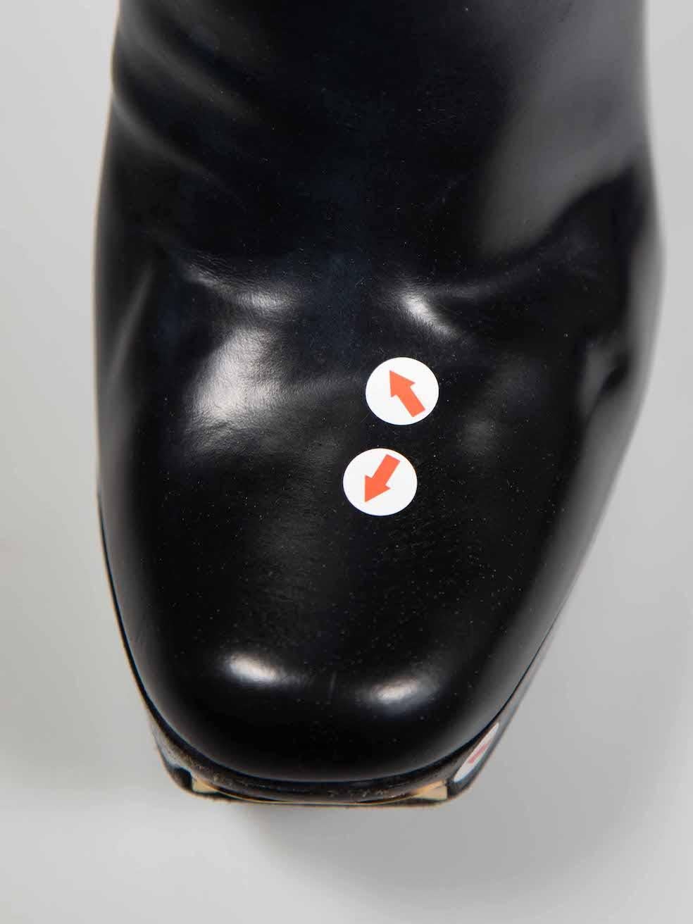 Gucci Black Leather Buckle Detail Platform Boots Size US 7.5 For Sale 2