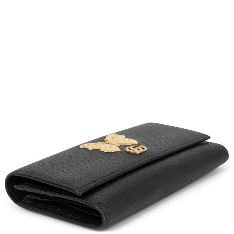 GUCCI black leather BUTTERFLY CONTINENTAL Wallet at 1stDibs | gucci  butterfly wallet, wallet butterfly gif, gucci purse with butterfly