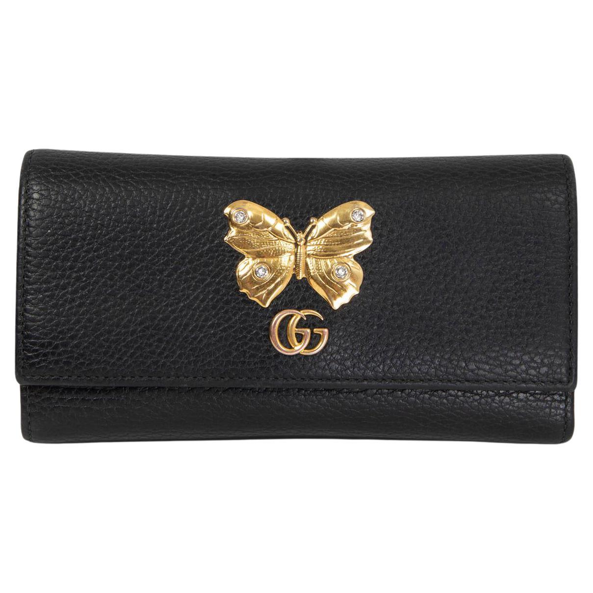 GUCCI black leather BUTTERFLY CONTINENTAL Wallet