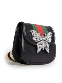 Gucci Black Leather Butterfly Linea Totem Bag