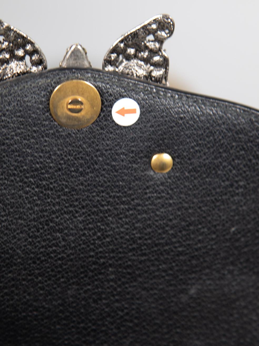 Gucci Black Leather Butterfly Linea Totem Bag 4