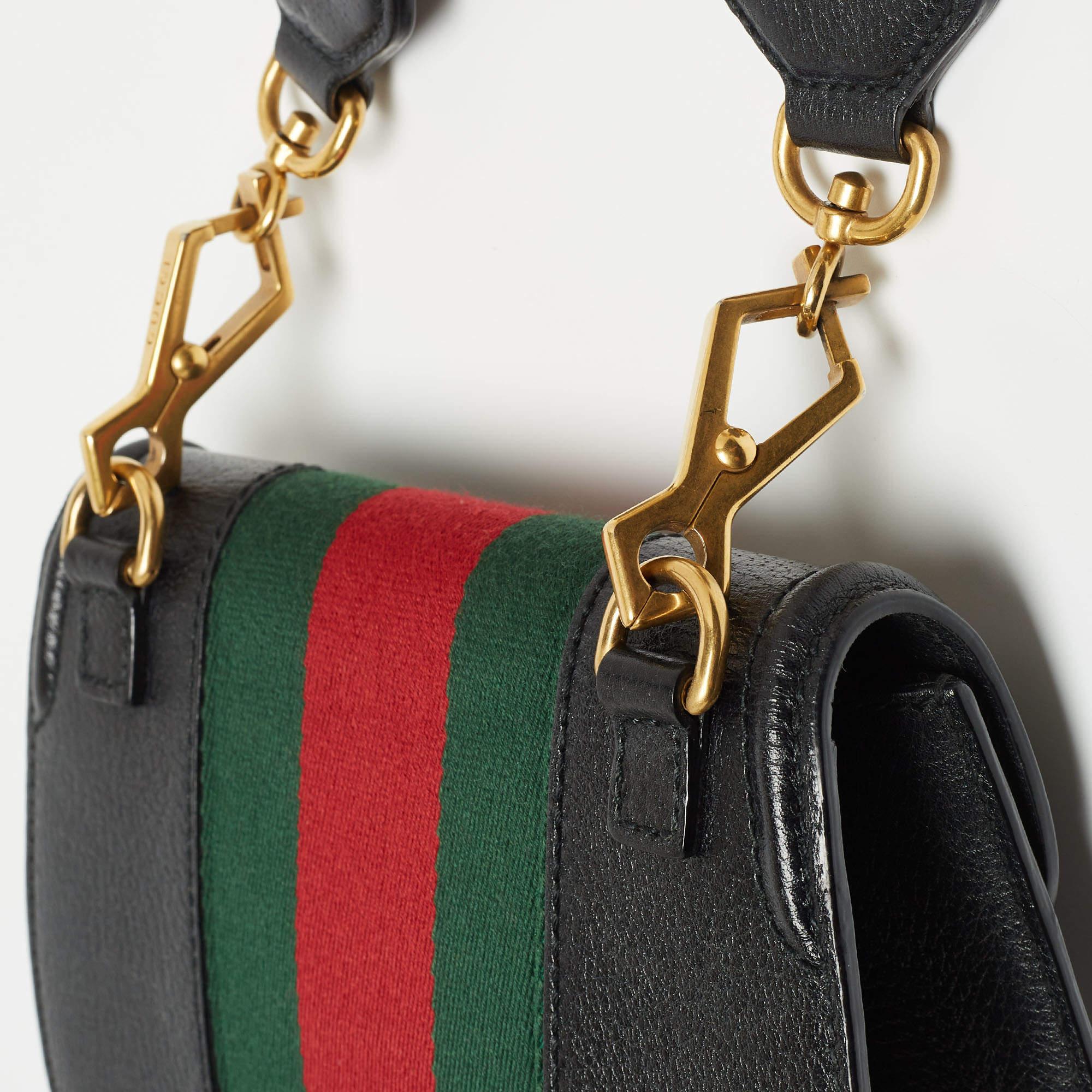 Gucci Black Leather Butterfly Linea Totem Shoulder Bag 6