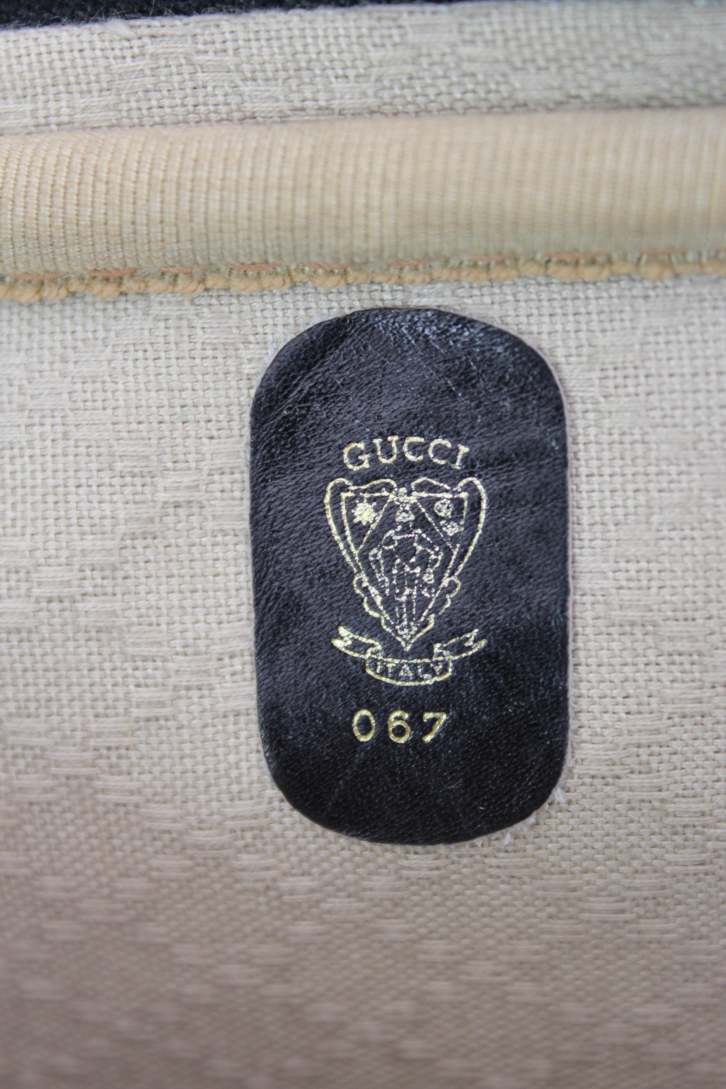 Gucci Black Leather Canvas Monogram Camera Bag 5