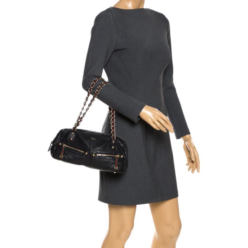 Noir Gucci - Sac bowling Capri en cuir noir