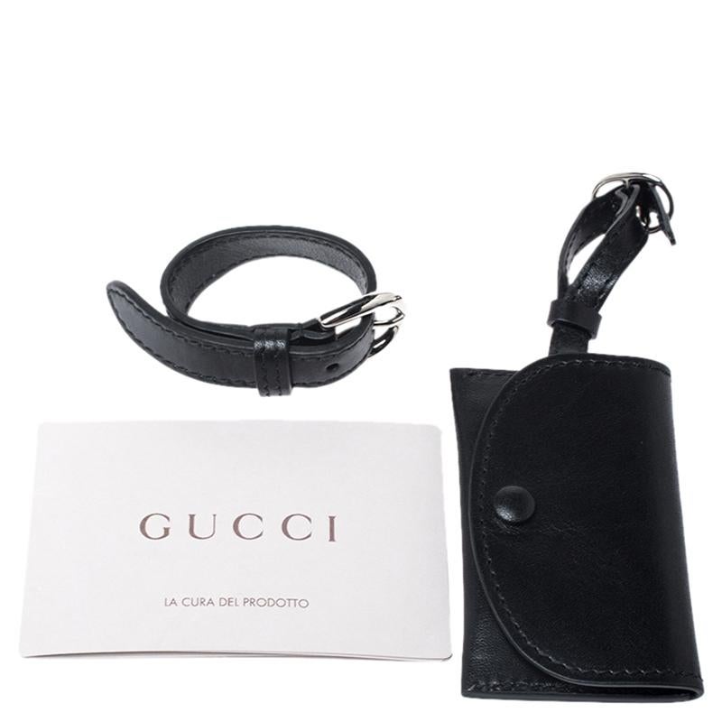 Gucci Black Leather Carry On Buckle Weekender Bag 5