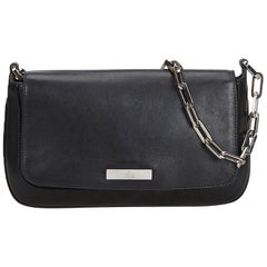 Gucci Black Leather Chain Baguette