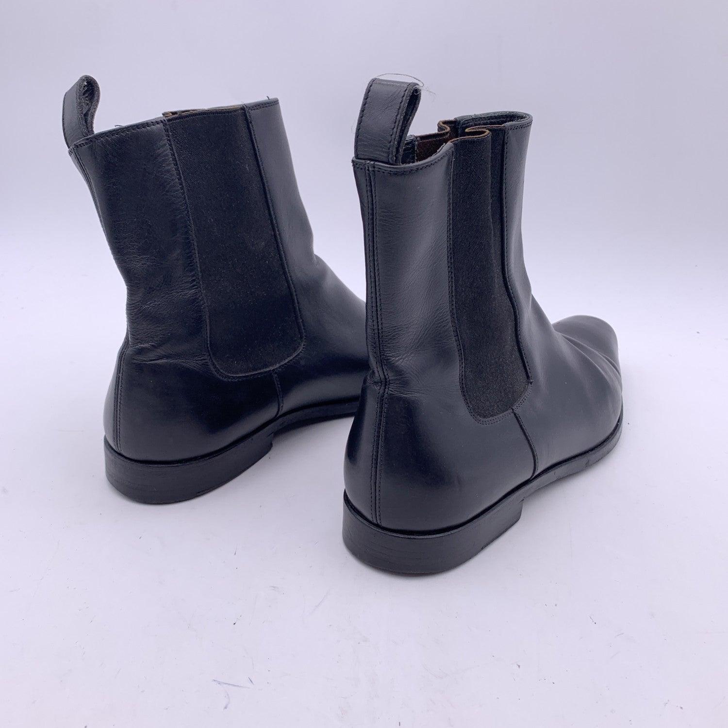 Gucci Black Leather Cheals Boots Men Shoes Size 40.5 In Good Condition In Rome, Rome