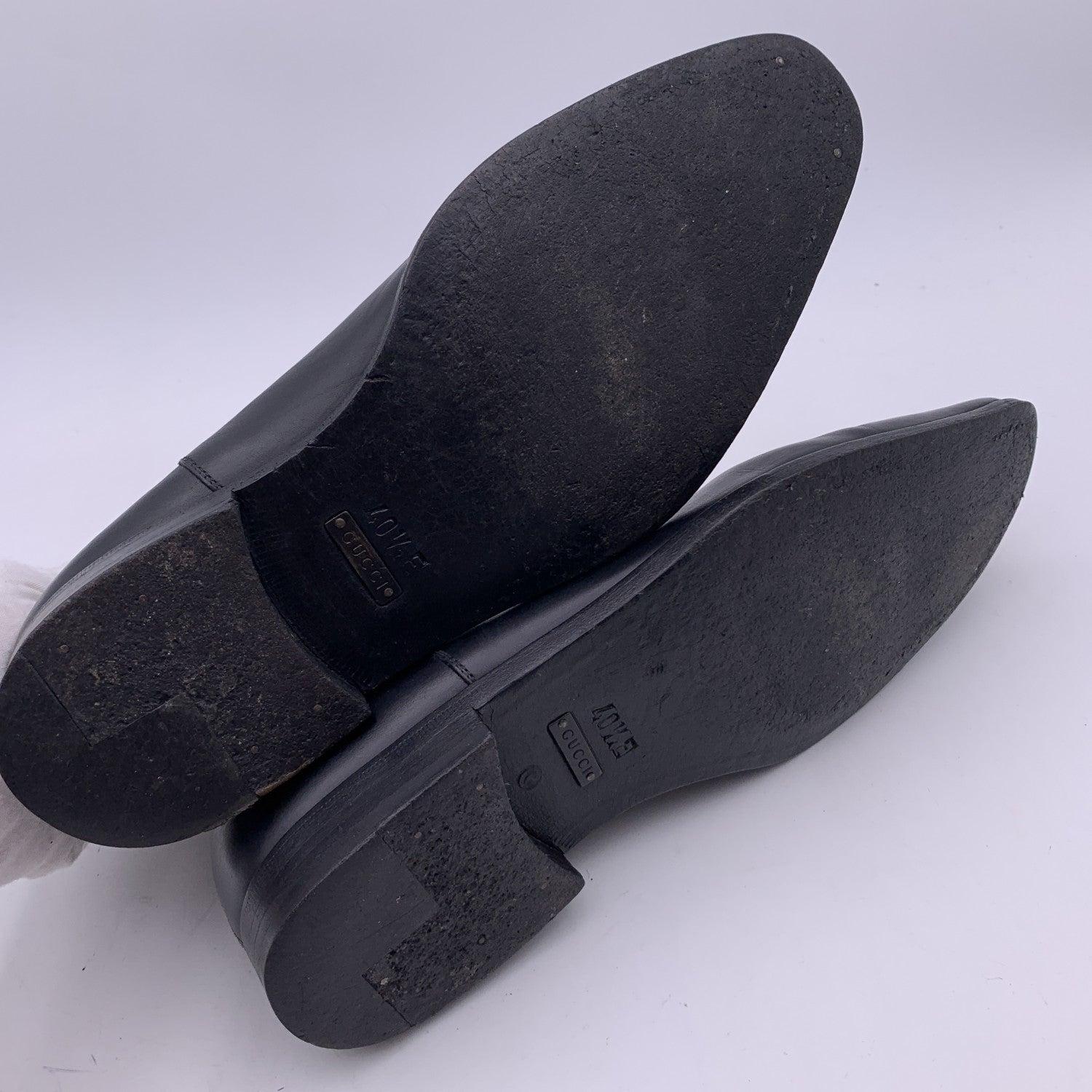 Women's Gucci Black Leather Cheals Boots Men Shoes Size 40.5