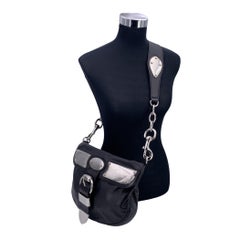 Gucci Black Leather Chrome Medium Romy Shoulder Bag