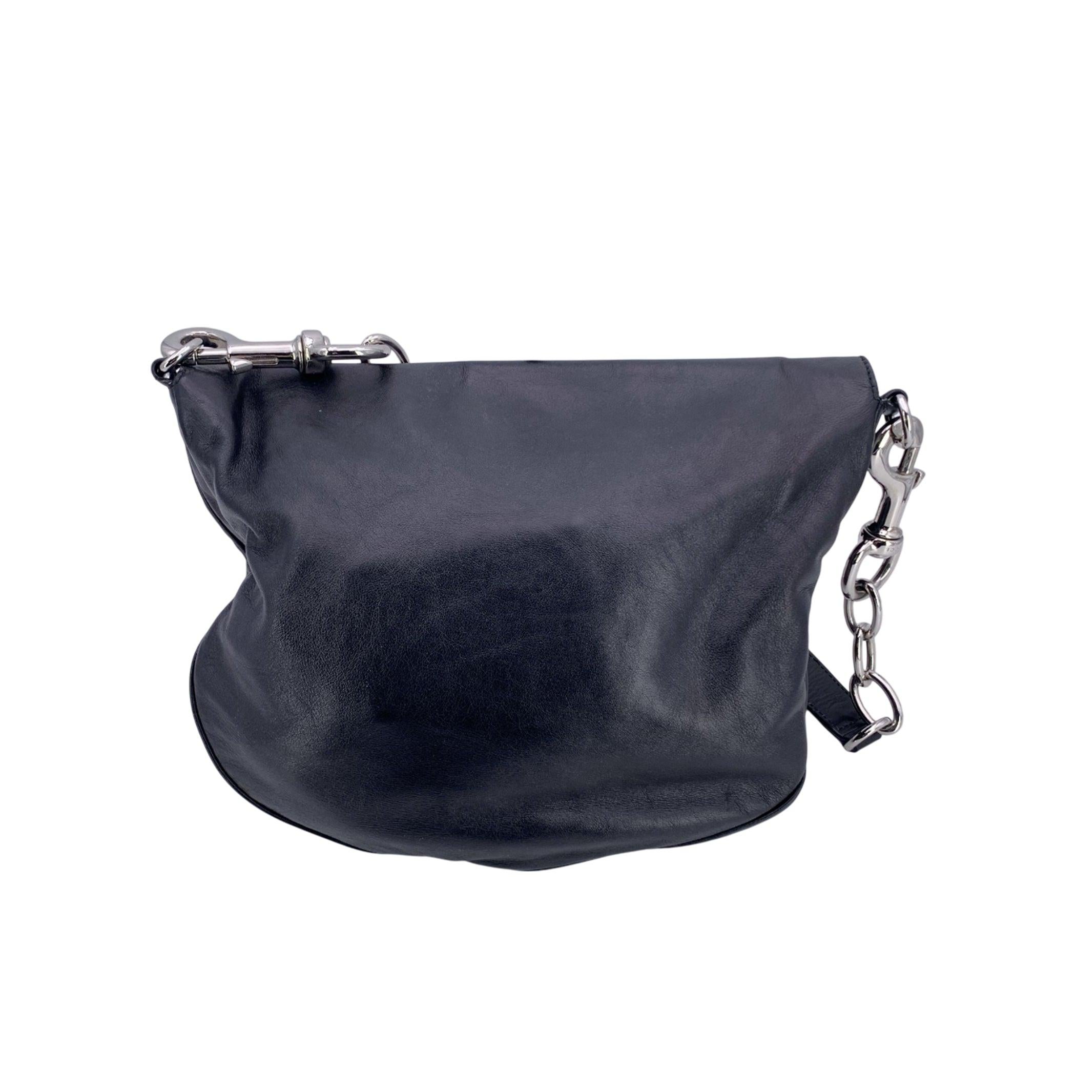 Gucci Black Leather Chrome Medium Romy Shoulder Bag In Excellent Condition In Rome, Rome