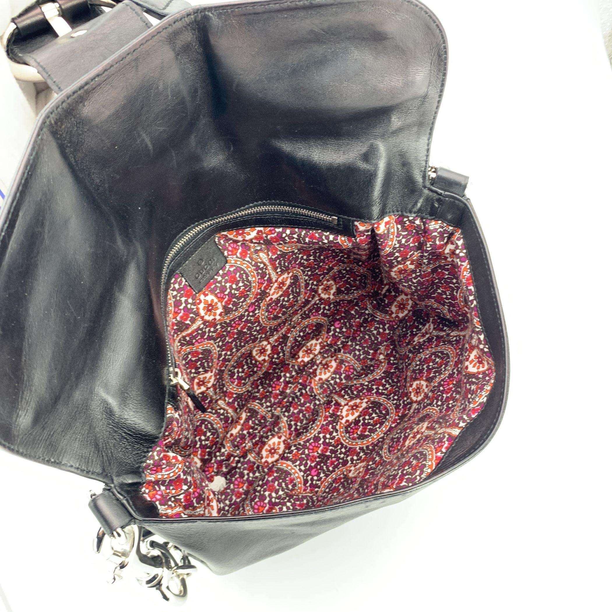 Gucci Black Leather Chrome Medium Romy Shoulder Bag 1