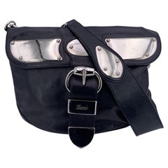 Gucci Black Leather Chrome Medium Romy Shoulder Bag