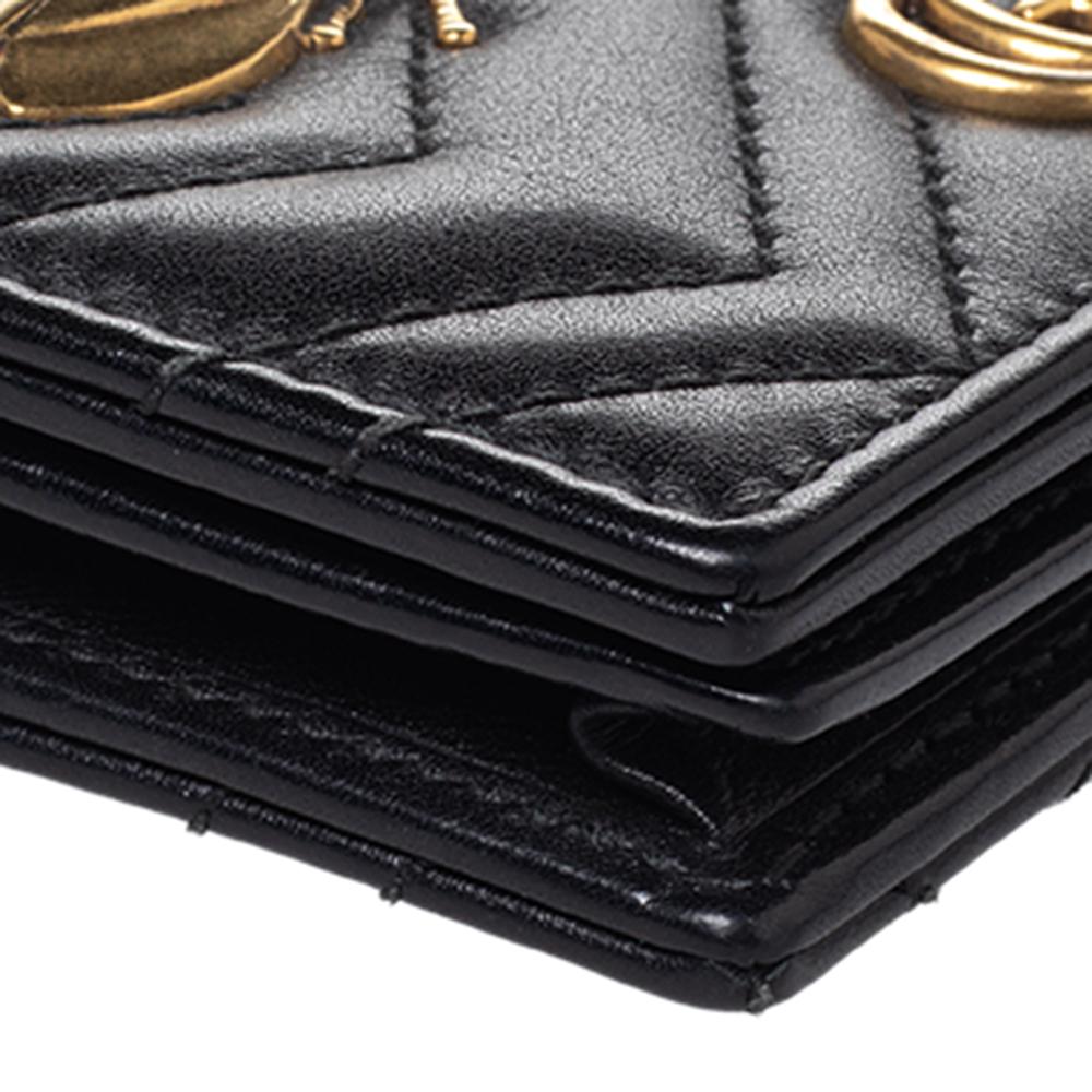 Gucci Black Leather Cicada GG Marmont Card Case 1