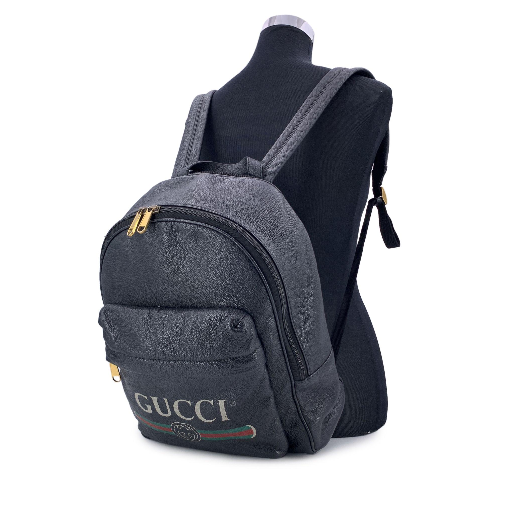 This beautiful Bag will come with a Certificate of Authenticity provided by Entrupy. The certificate will be provided at no further cost Elevate your daily style with this functional yet luxurious Gucci backpack. Crafted from rich black leather,