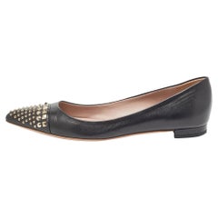 Gucci Black Leather Coline Studded Ballet Flats Size 38