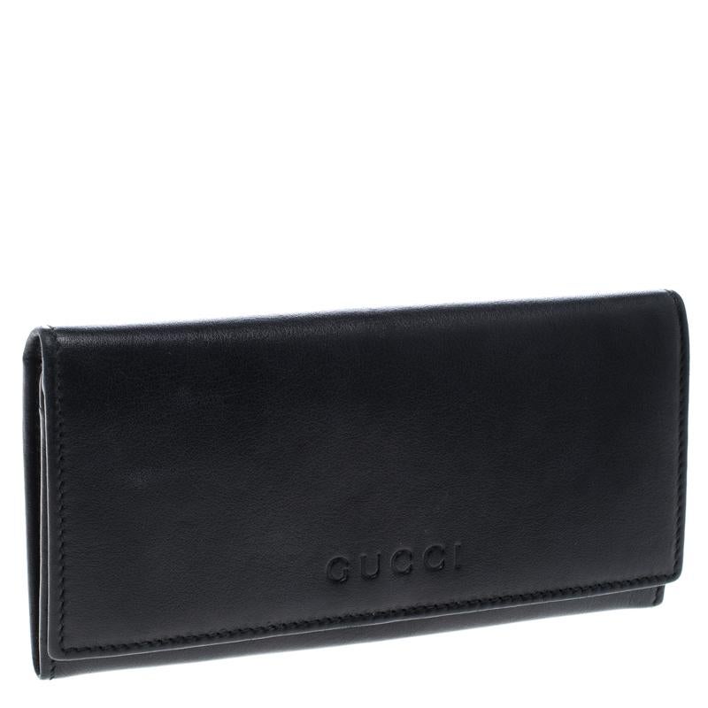Gucci Black Leather Continental Wallet In Good Condition In Dubai, Al Qouz 2