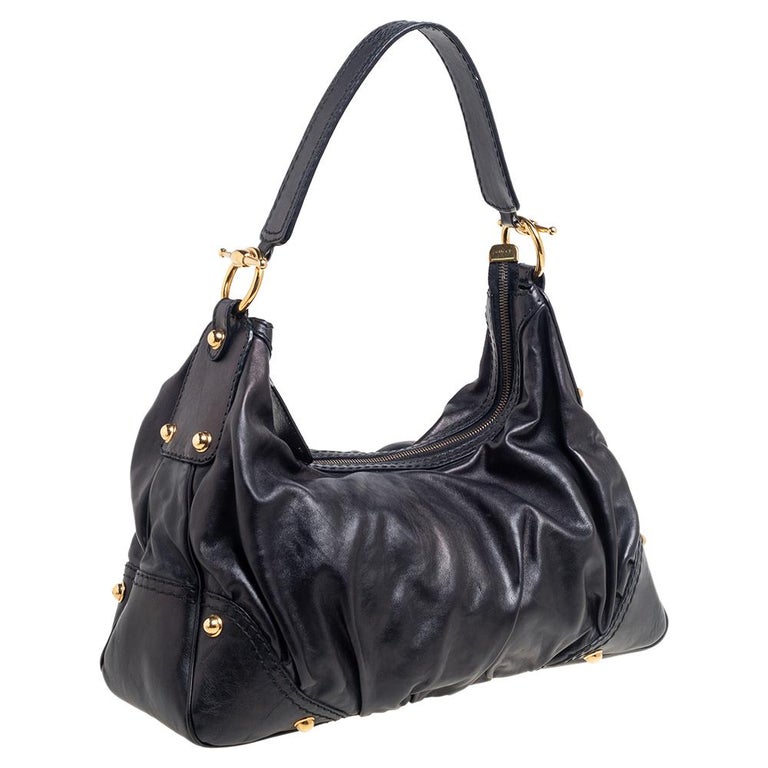 Gucci Black Leather Creole Hobo For Sale at 1stDibs