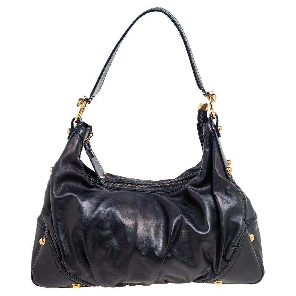 Gucci Black Leather Creole Hobo For Sale at 1stDibs