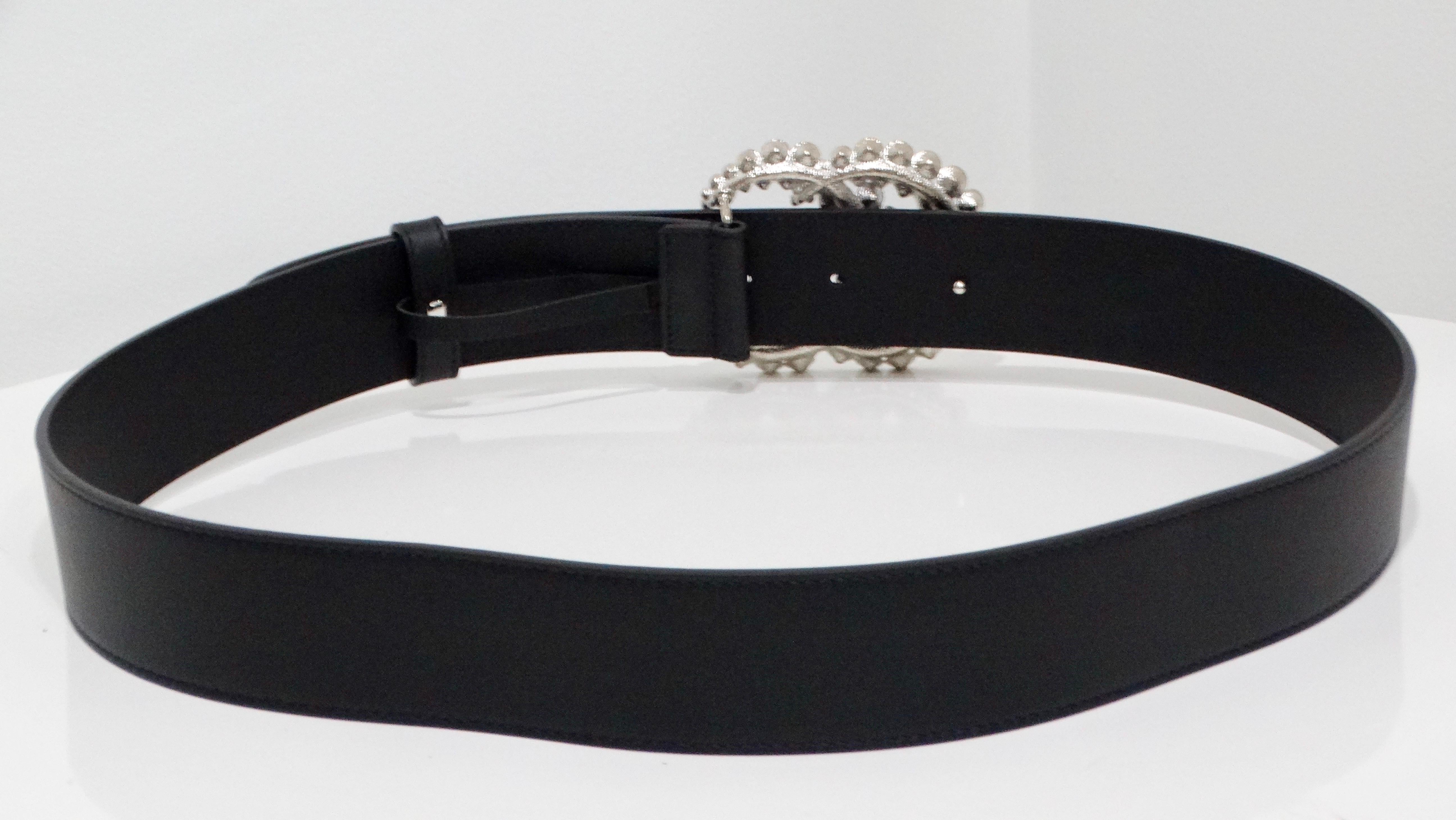 Gucci Black Leather Crystal Belt 1