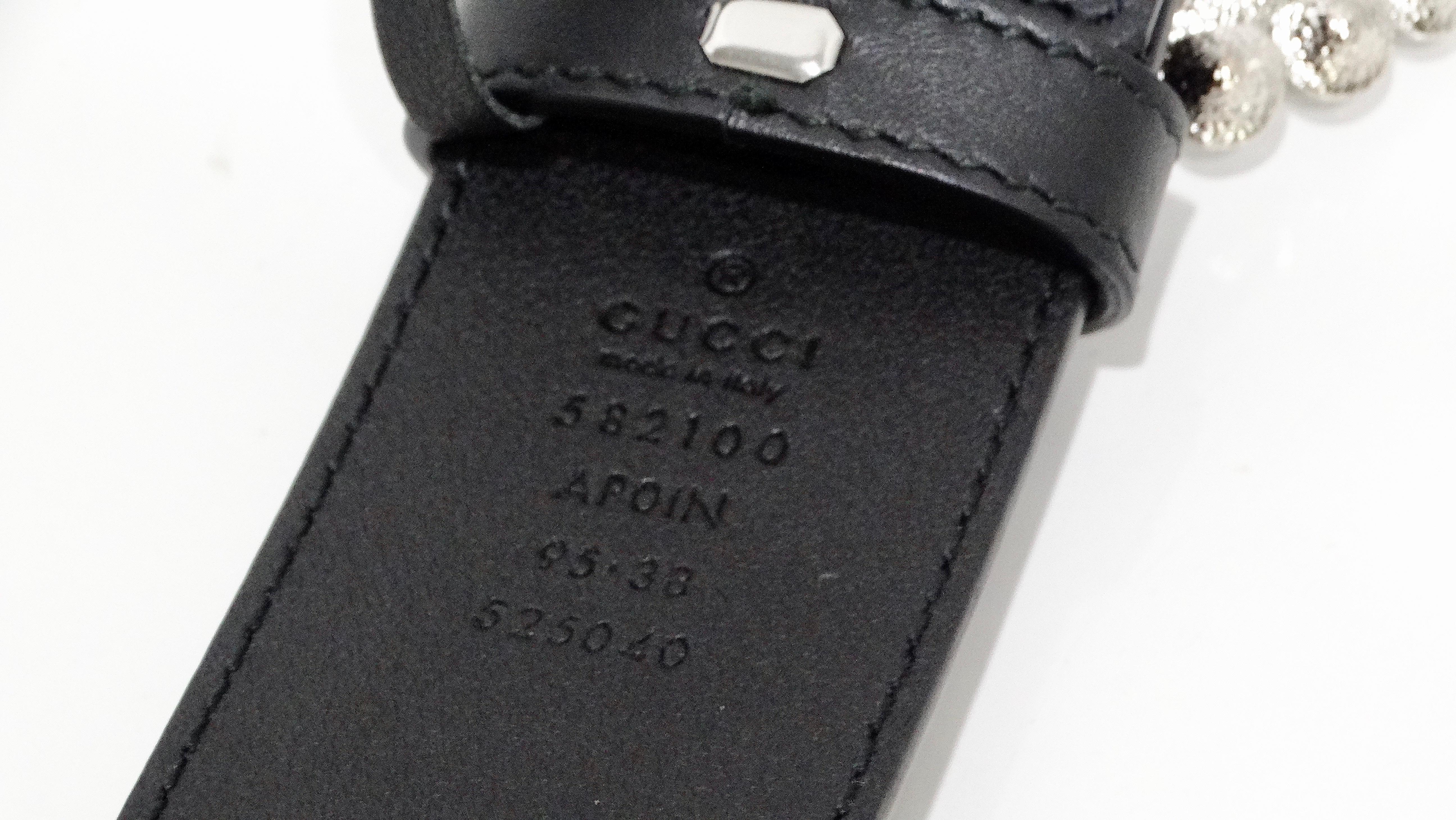 Gucci Black Leather Crystal Belt 3