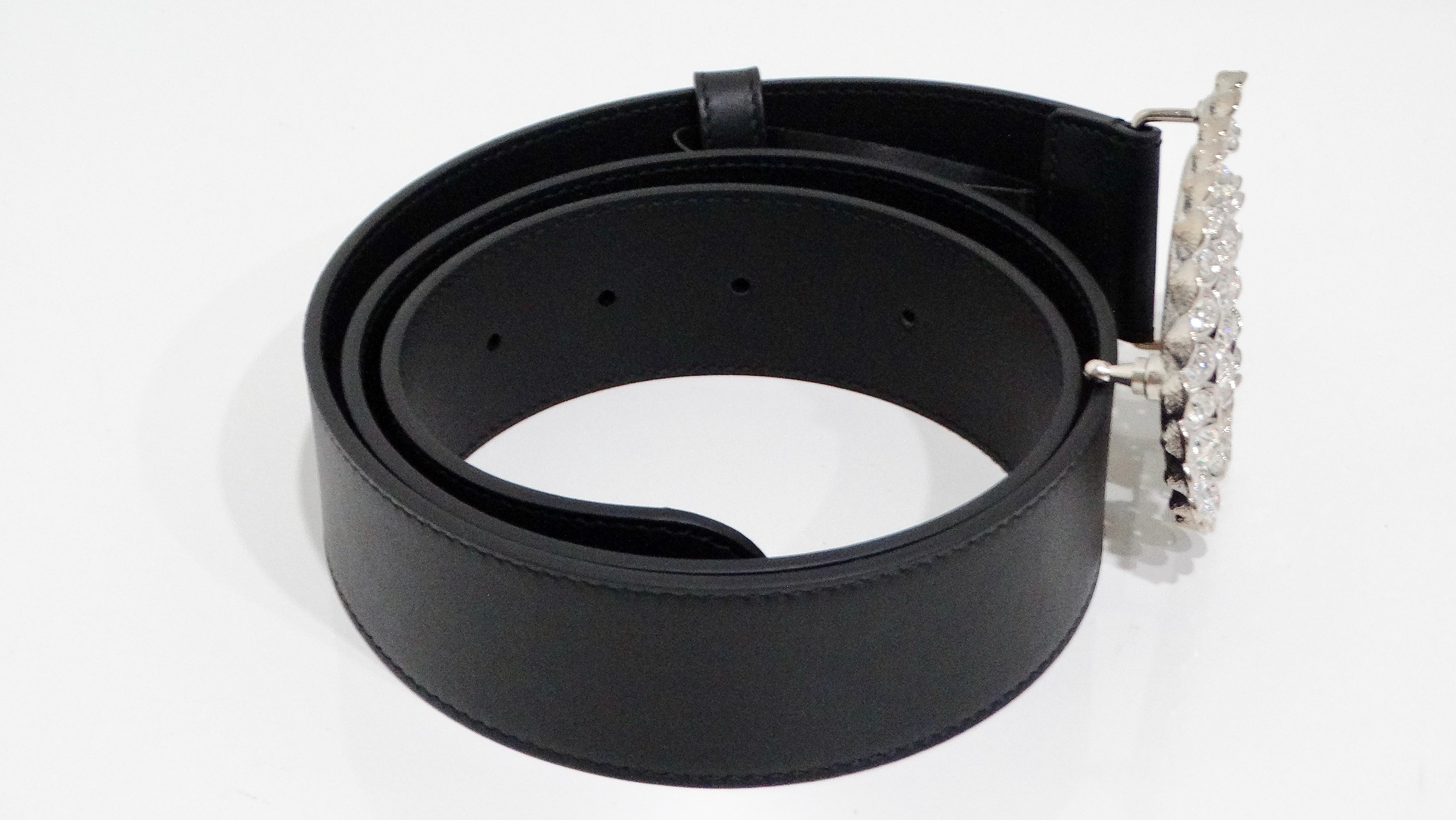 Gucci Black Leather Crystal Belt 4