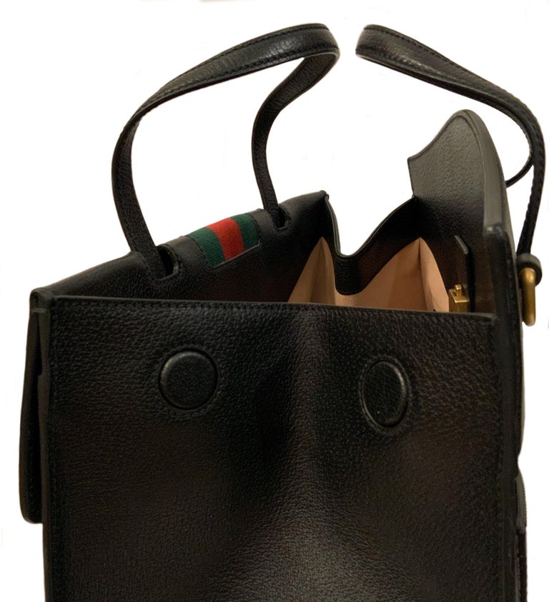 Gucci Black Leather Crystal Butterfly Linea Totem Large Bag at 1stDibs