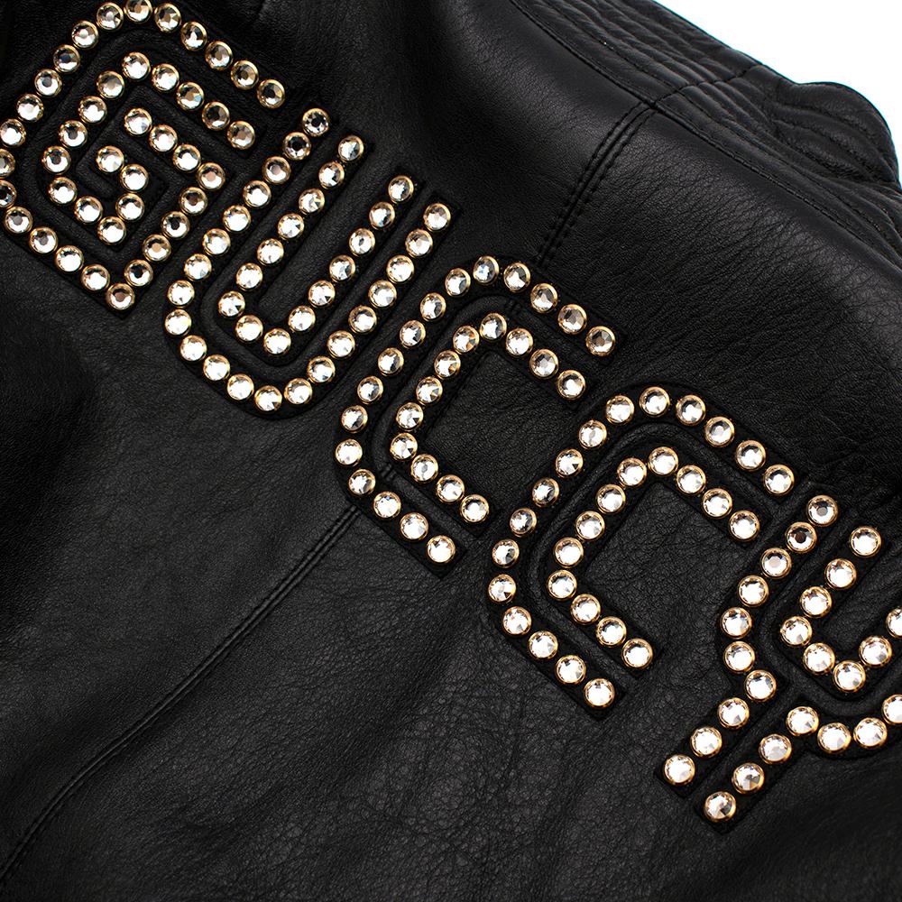 Gucci Black Leather Crystal GUCCY Wrap Jacket In New Condition In London, GB