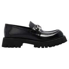 Gucci Black Leather Curb Chain Detail Loafers (US 10.5)
