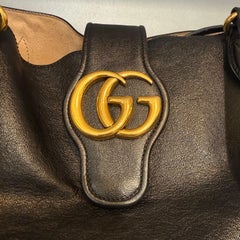 Gucci Black Leather Dahlia Tote Bag