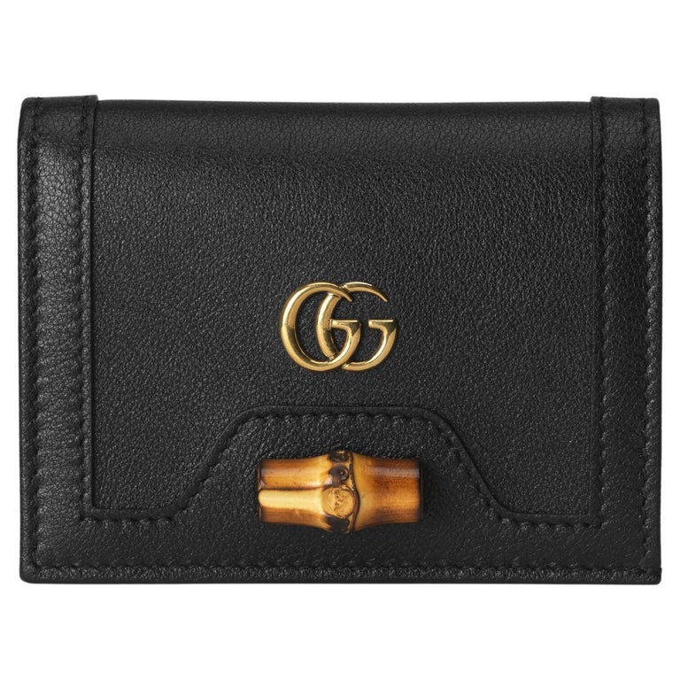 Gucci Black Leather Diana Card Case Wallet For Sale at 1stDibs