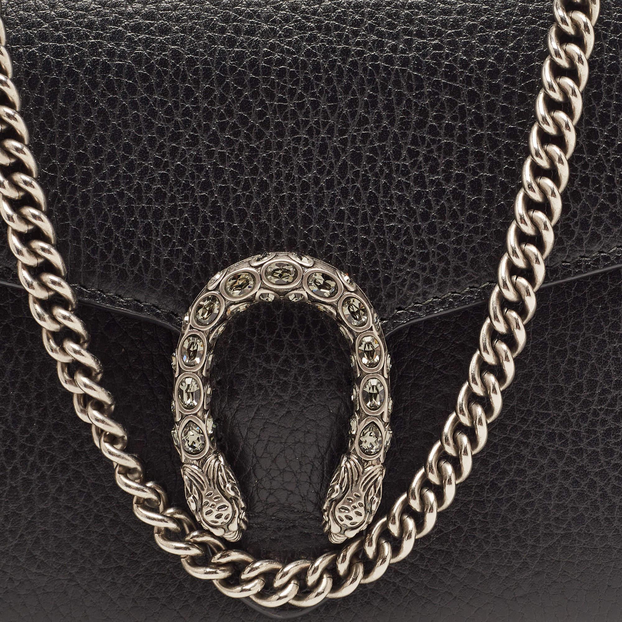 Gucci Black Leather Dionysus Crystals Wallet On Chain 3