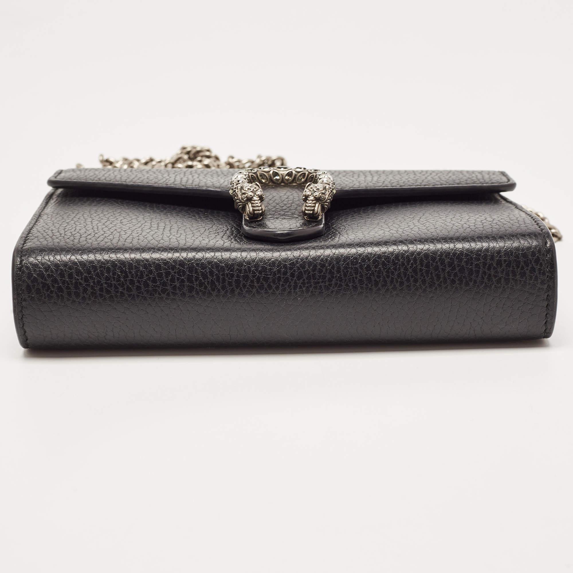 Gucci Black Leather Dionysus Crystals Wallet On Chain 5