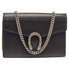 Gucci Black Leather Dionysus Crystals Wallet On Chain