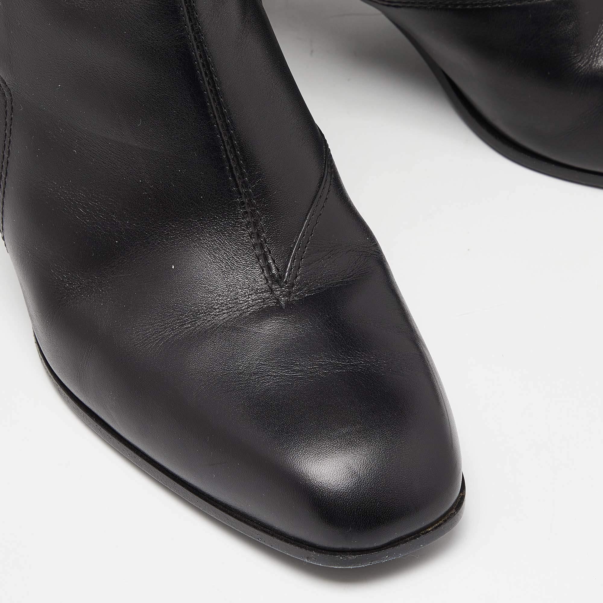  Gucci Black Leather Dionysus Elizabeth Calf Boots Size 38 For Sale 2