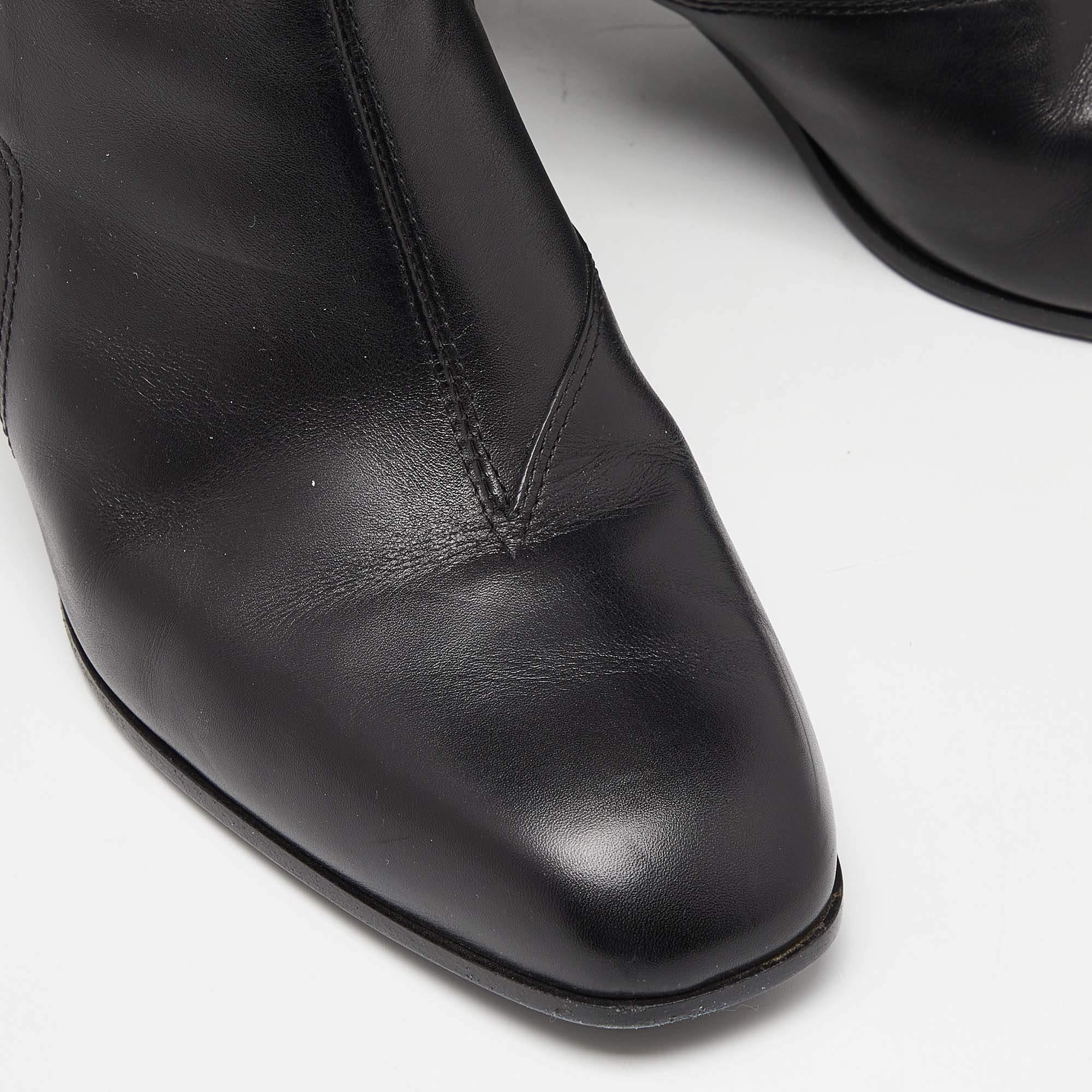 Gucci Black Leather Dionysus Elizabeth Calf Boots Size 38 3