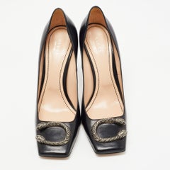 Gucci Black Leather Dionysus Square Toe Pumps Size 40