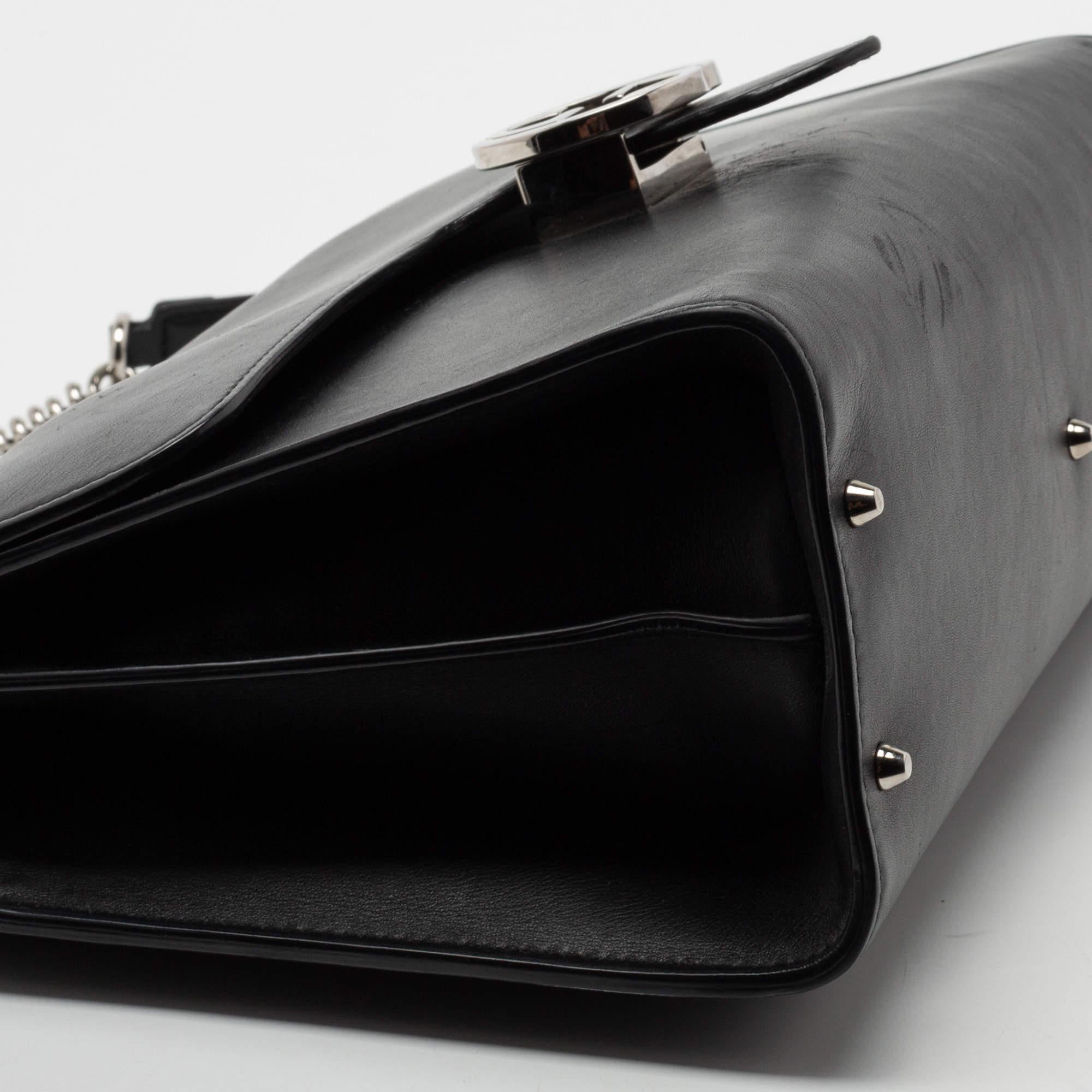 Gucci Black Leather Dollar Interlocking G Shoulder Bag 6