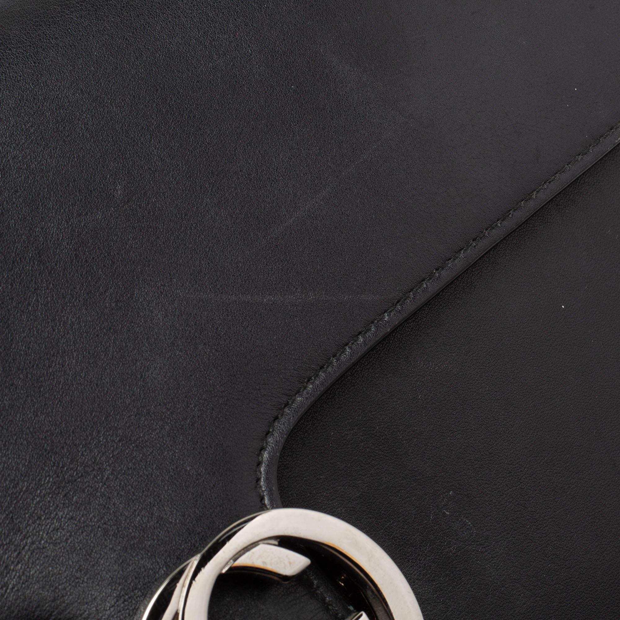Gucci Black Leather Dollar Interlocking G Shoulder Bag 9