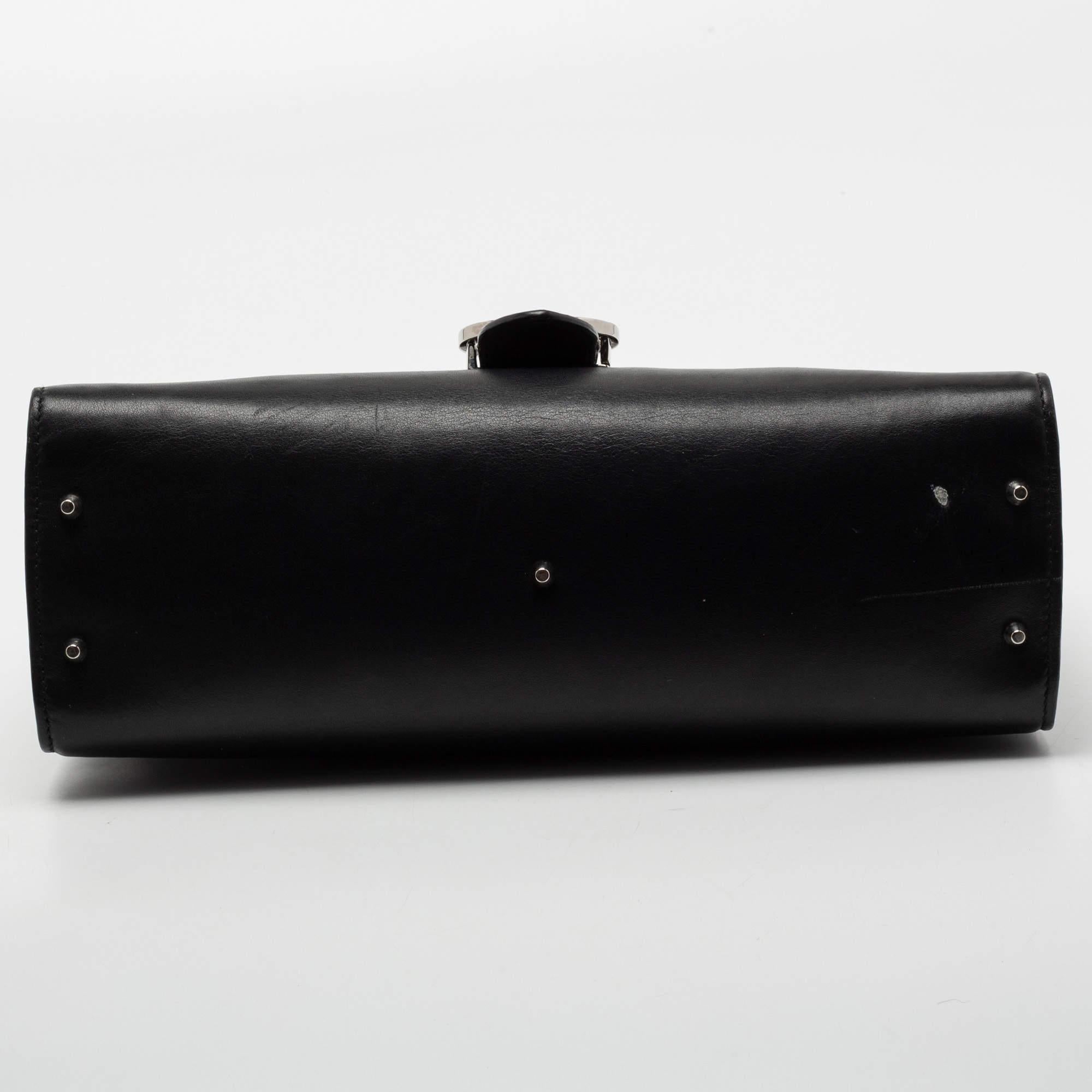 Gucci Black Leather Dollar Interlocking G Shoulder Bag 1