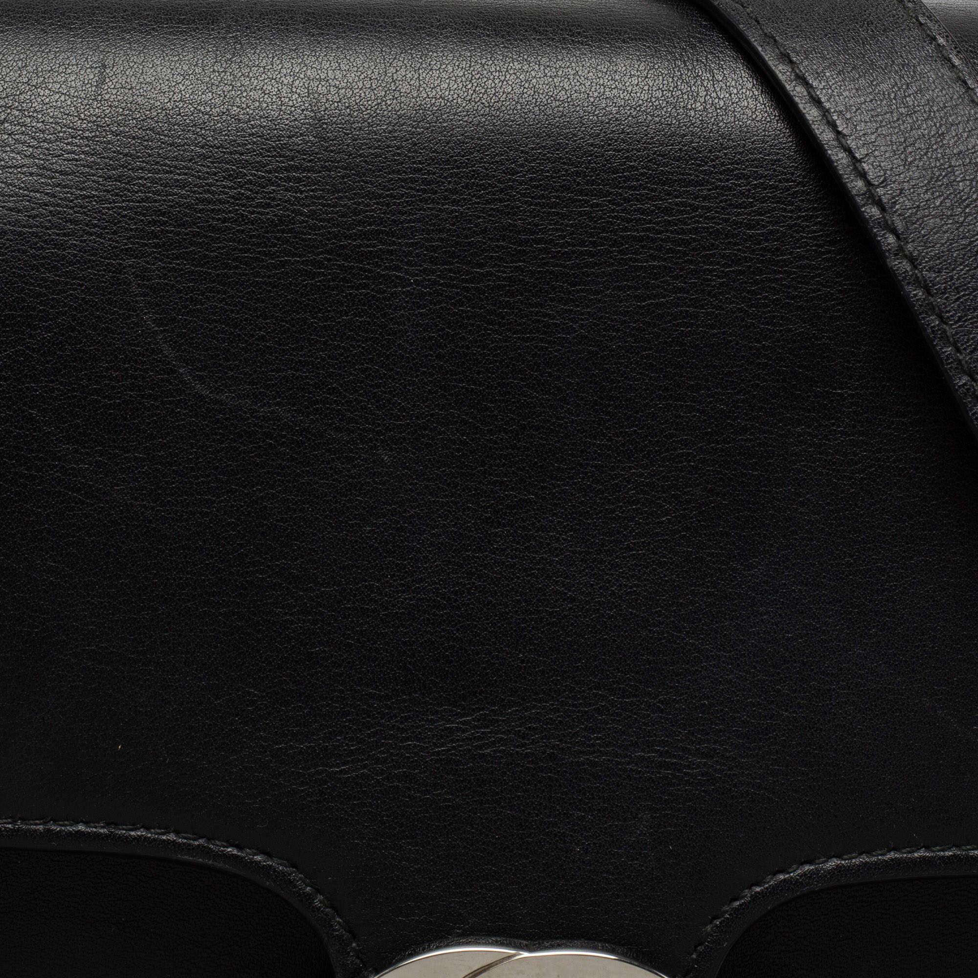 Gucci Black Leather Dollar Interlocking G Shoulder Bag 5