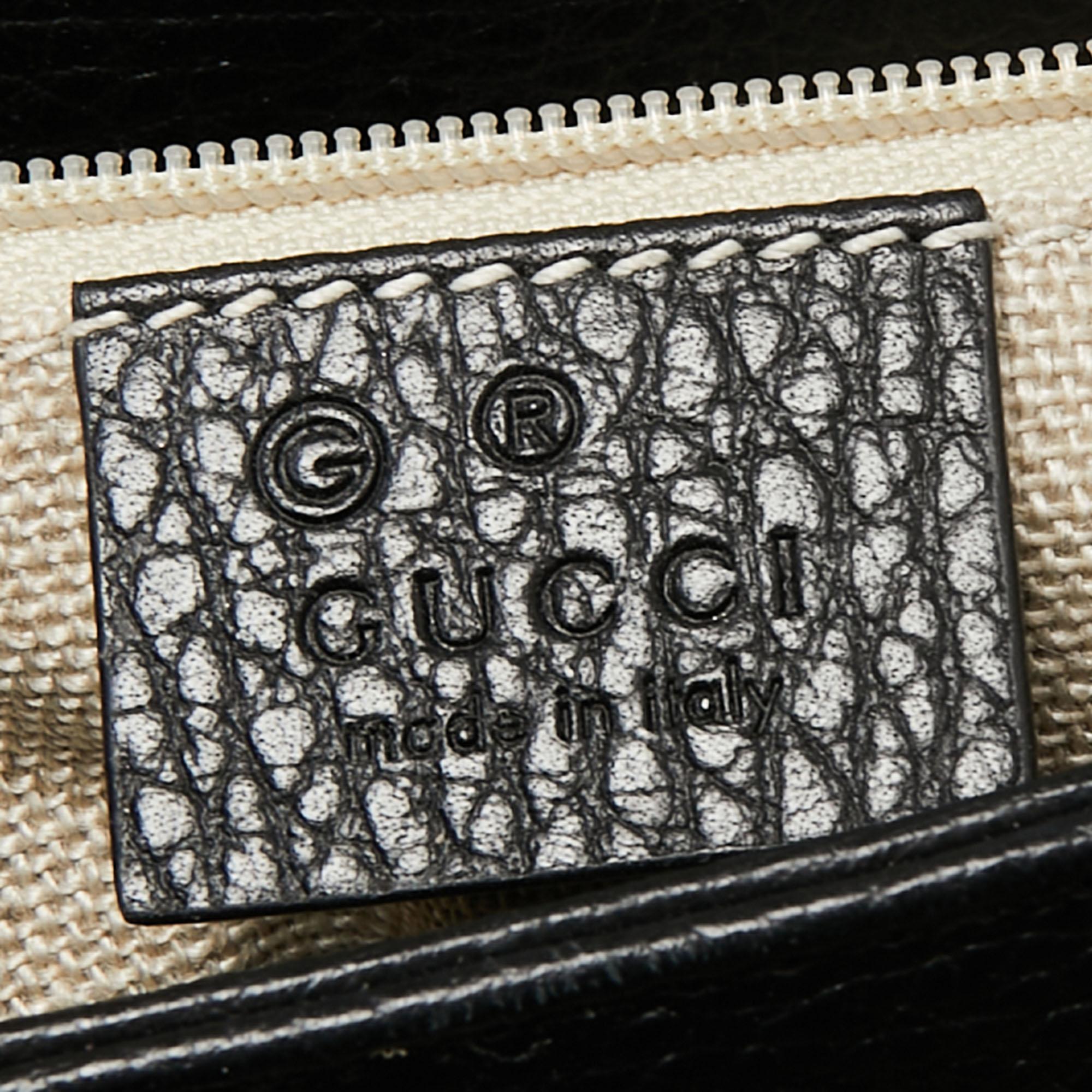 Gucci Black Leather Dollar Interlocking G Top Handle Bag 7