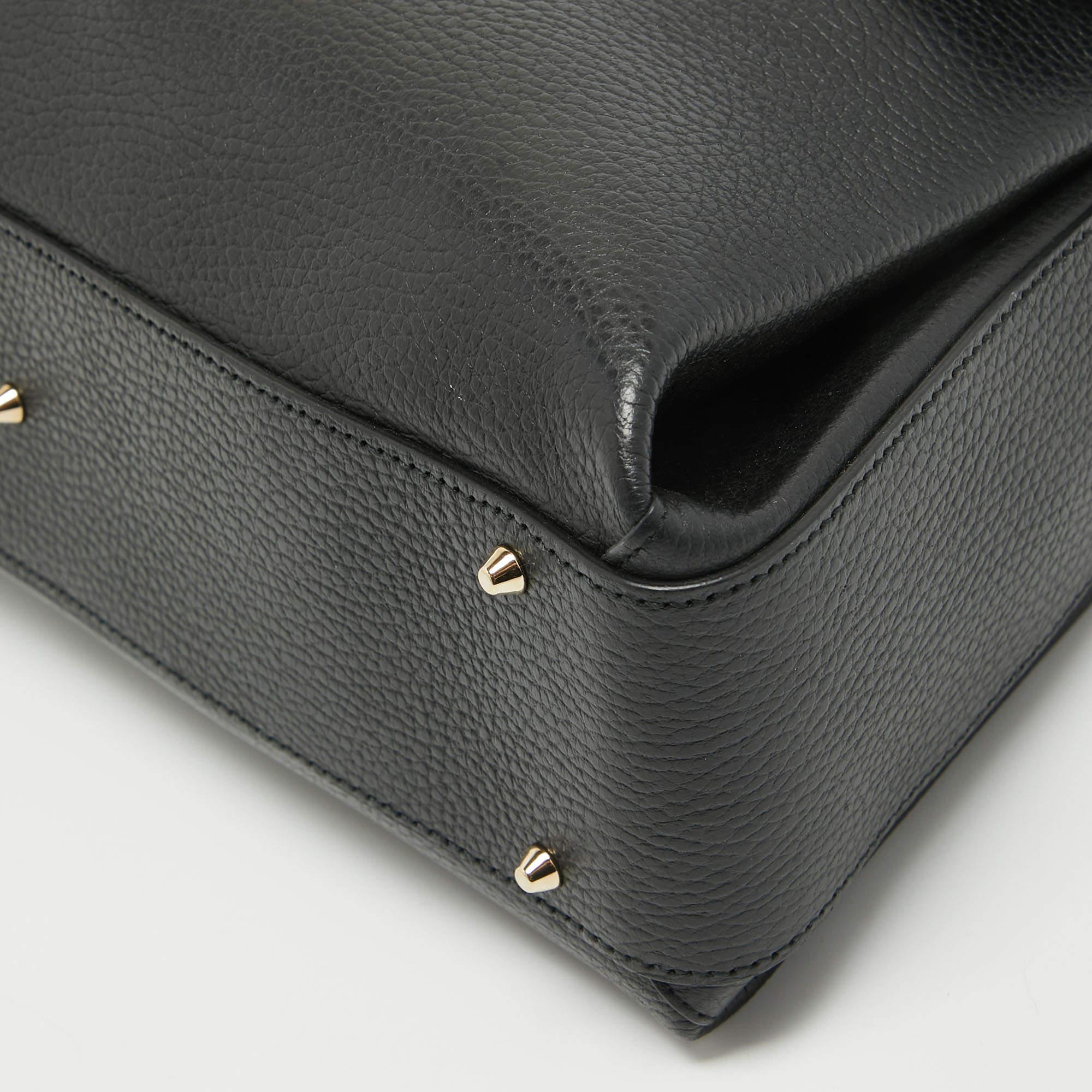 Gucci Black Leather Doller Interlocking G Top Handle Bag 6