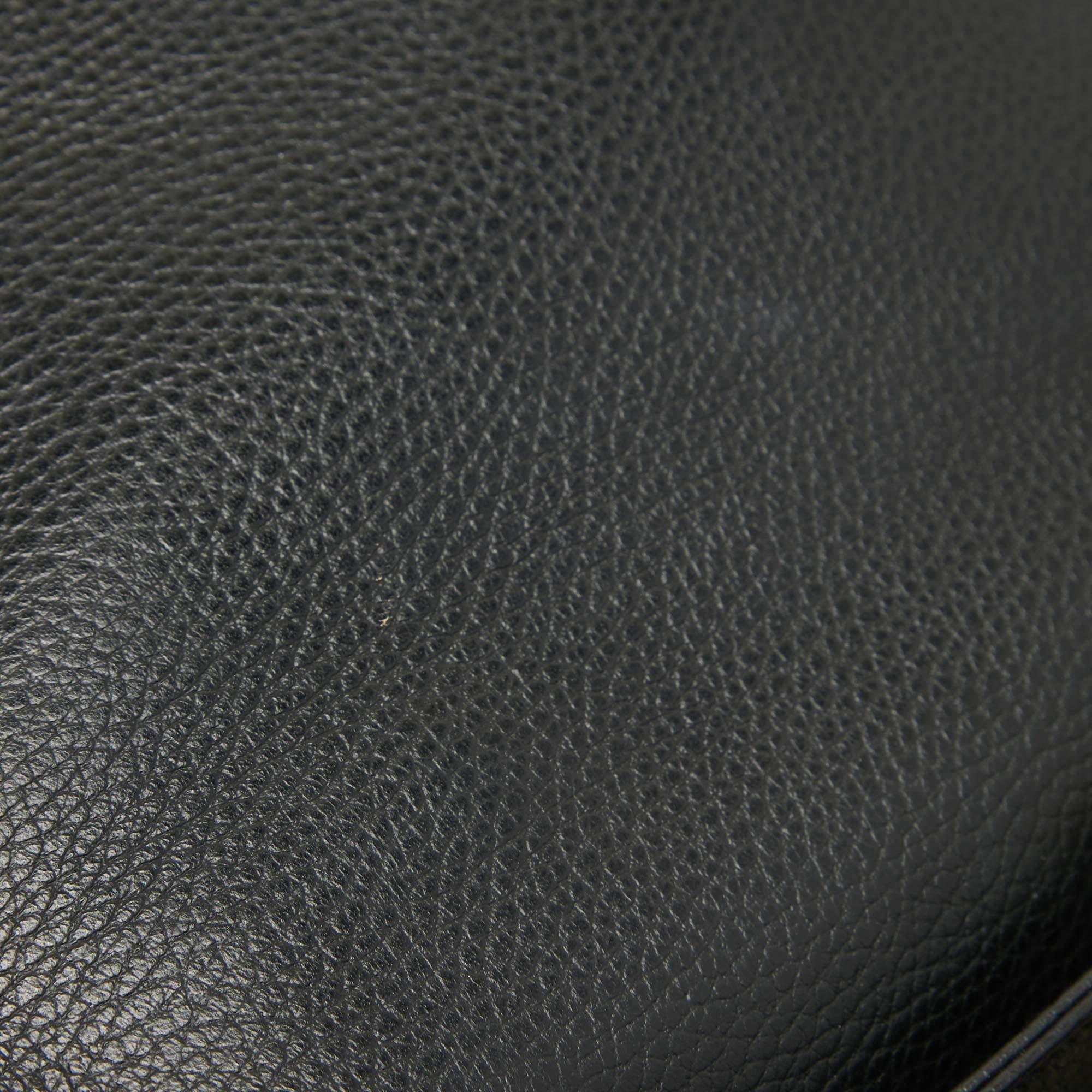 Gucci Black Leather Doller Interlocking G Top Handle Bag For Sale 2