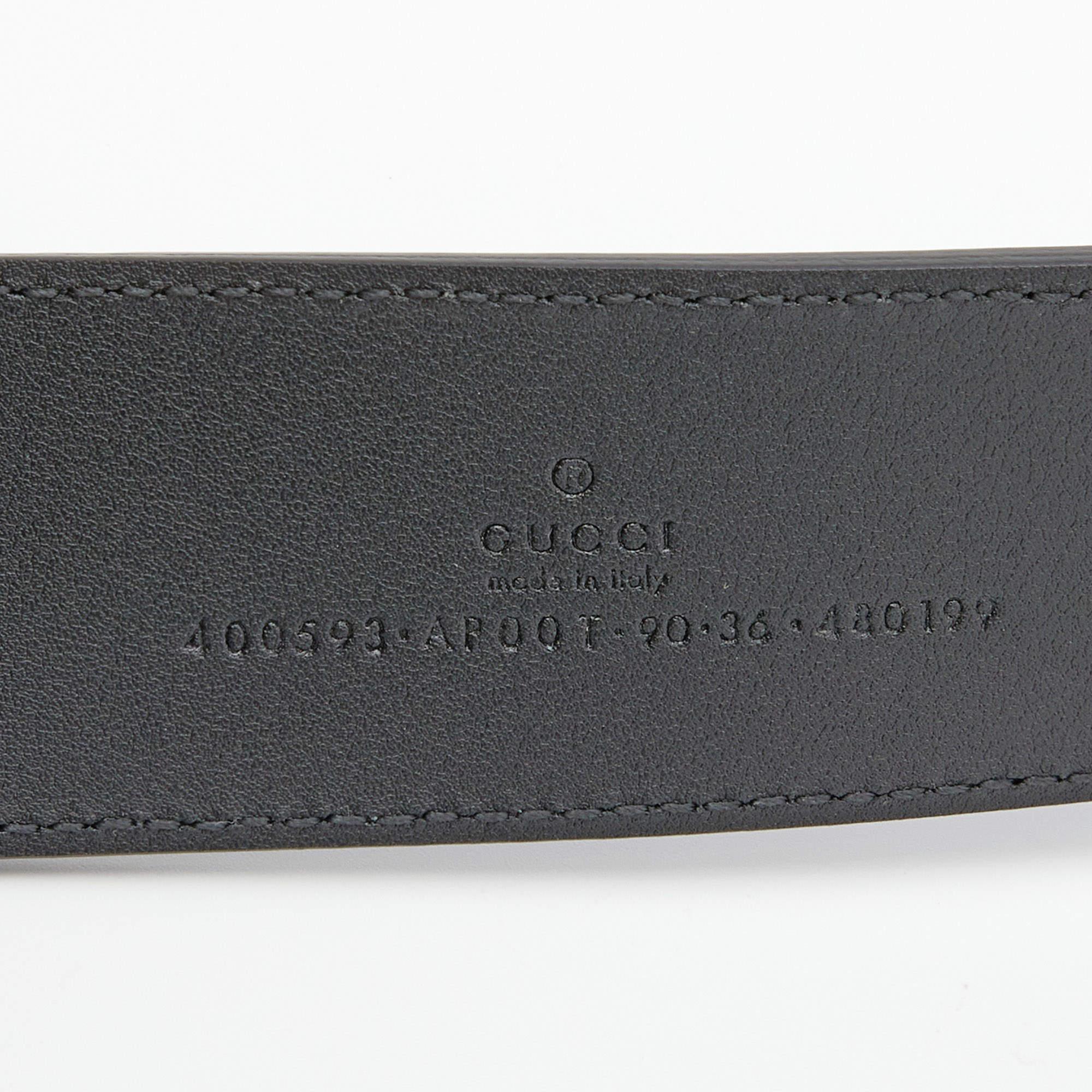Women's Gucci Black Leather Double G Buckle Belt 90CM