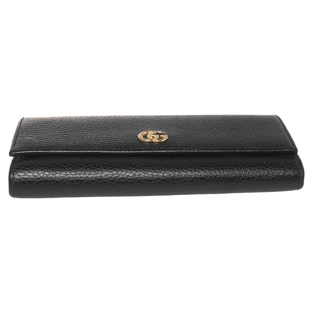 Gucci Black Leather Double G Continental Wallet In Good Condition In Dubai, Al Qouz 2