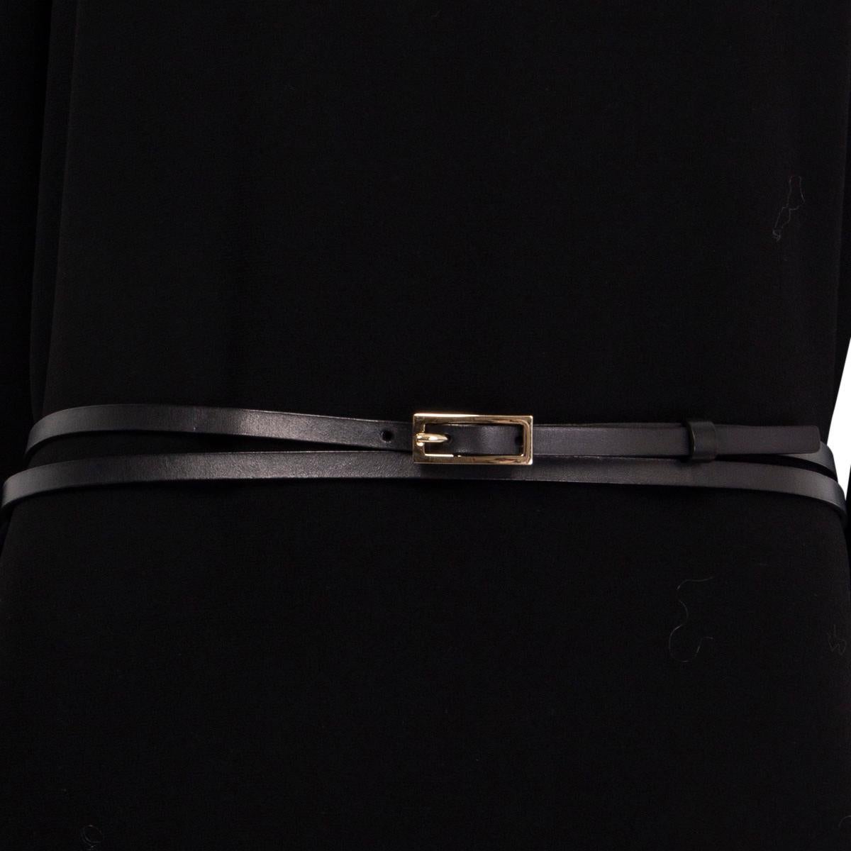 GUCCI black leather DOUBLE WRAP Skinny Belt 85 34 In Excellent Condition In Zürich, CH