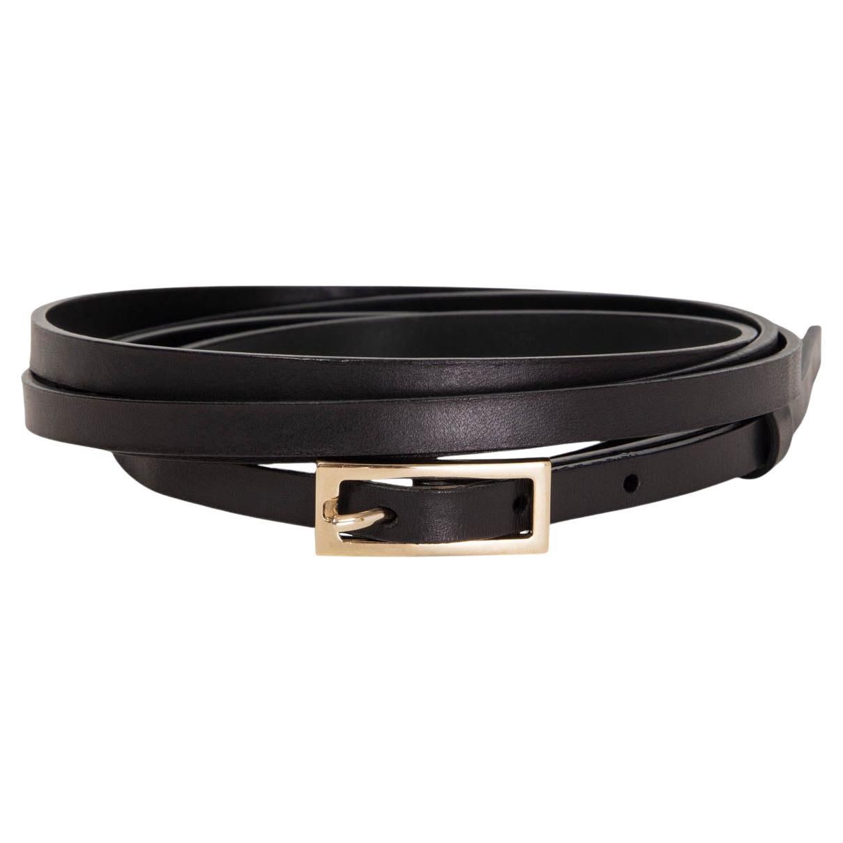 GUCCI black leather DOUBLE WRAP Skinny Belt 85 34 For Sale