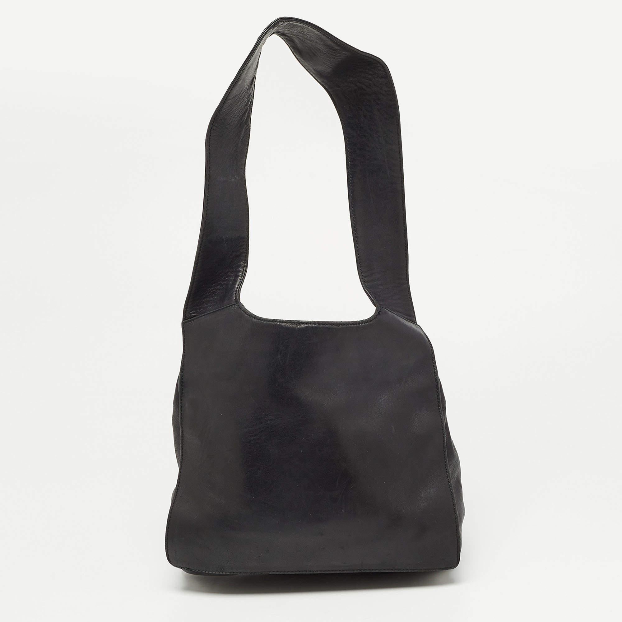 Gucci Black Leather Drawstring Hobo For Sale 1