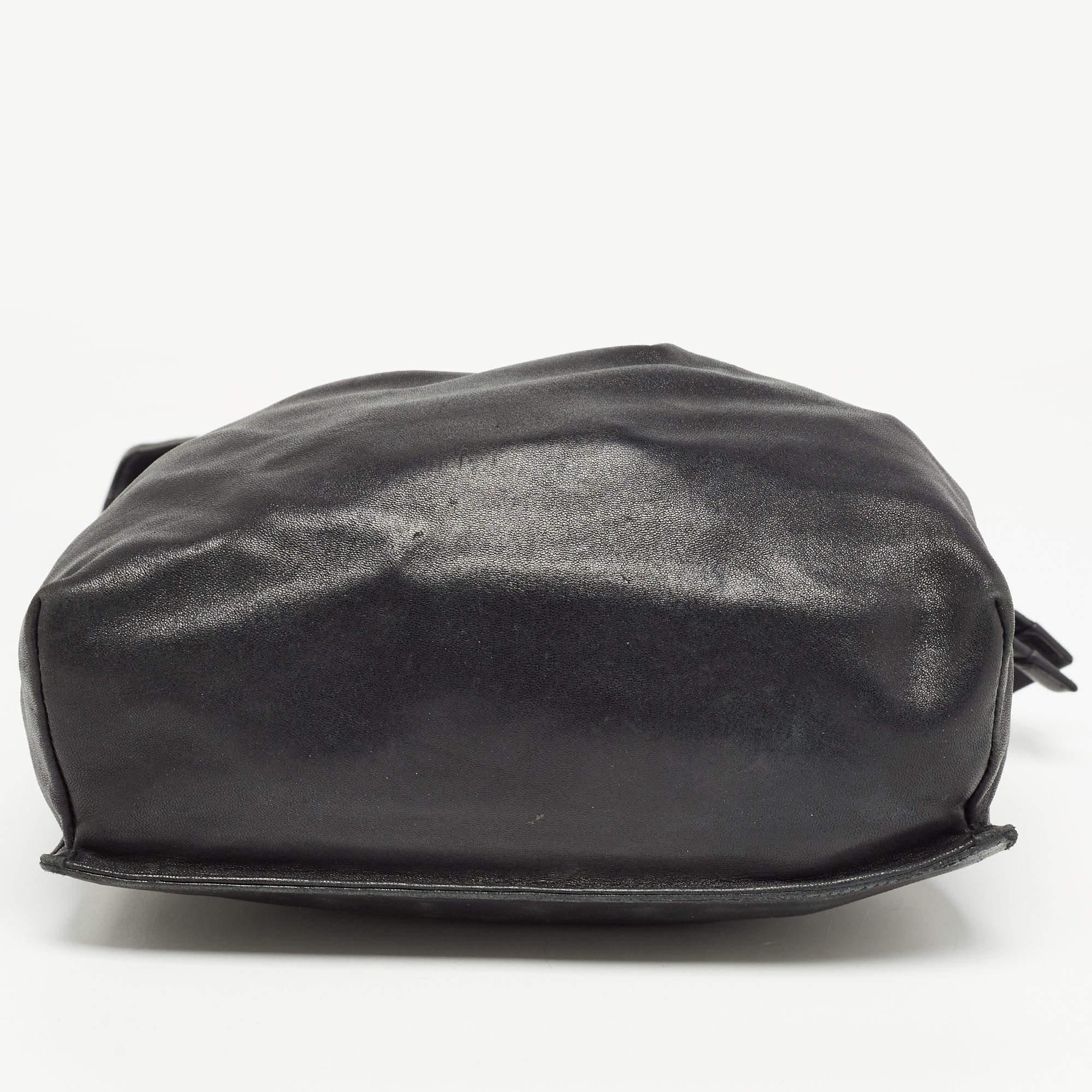 Gucci Black Leather Drawstring Hobo For Sale 5