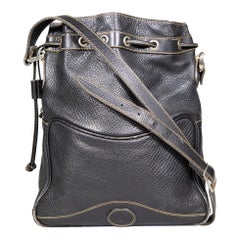 Gucci Black Leather Drawstring Shoulder Bag